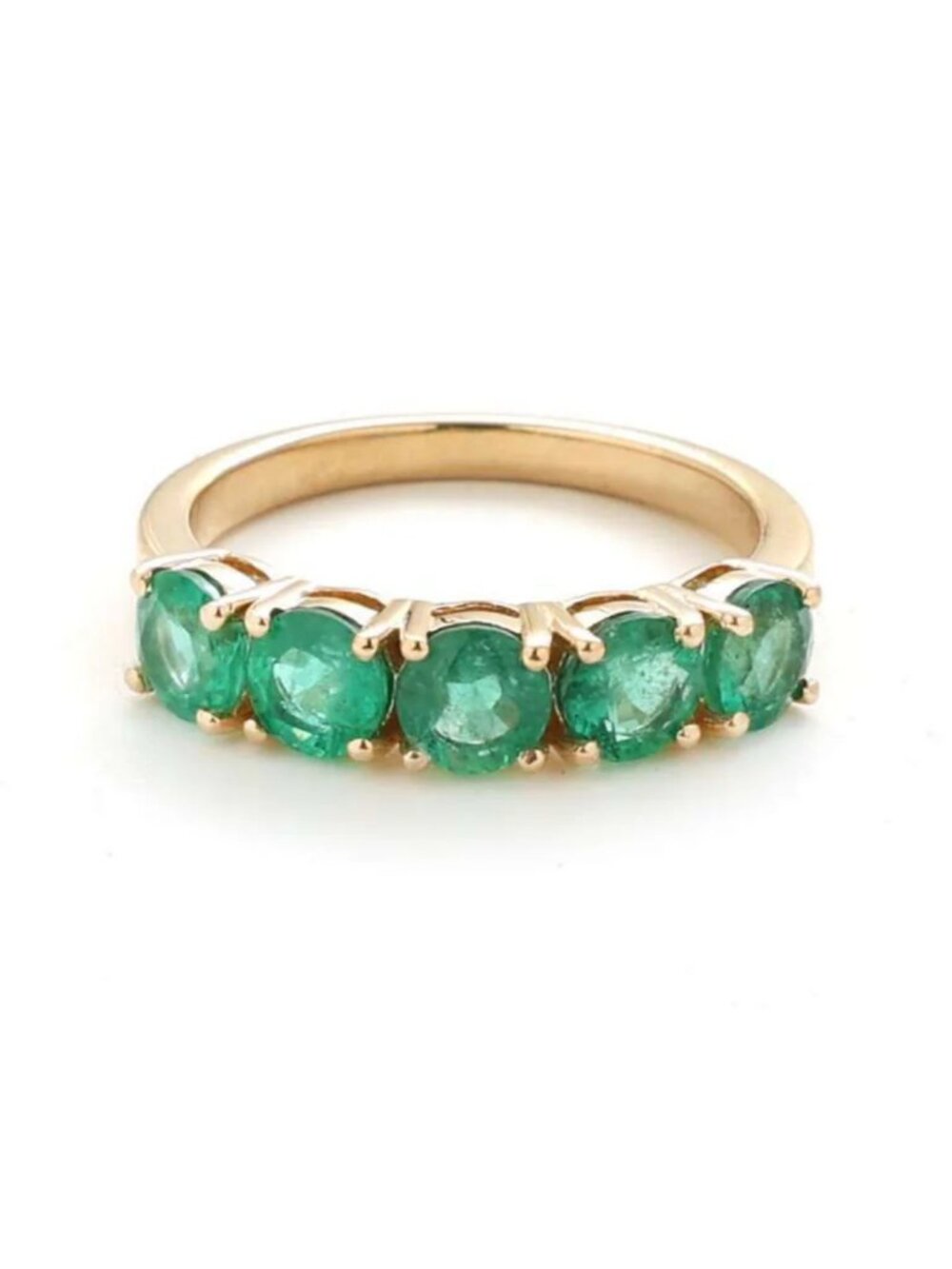 Classic Emerald 14K (18K Custom) Yellow Gold Row Band Ring